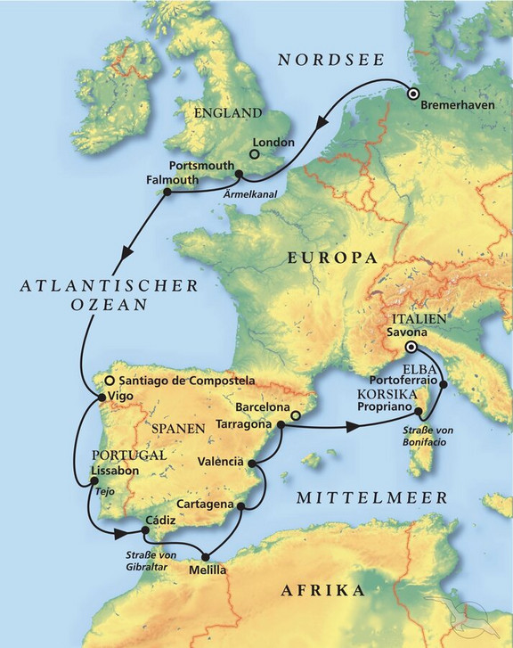 Ab in den sonnigen Süden Routenbild