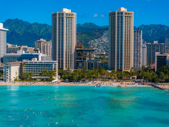 Honolulu Skyline und Waikiki Beach