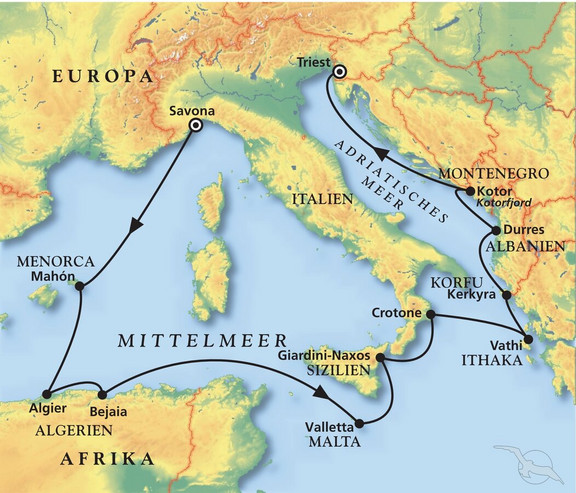 Traumziele im Mare Mediterraneum Routenbild