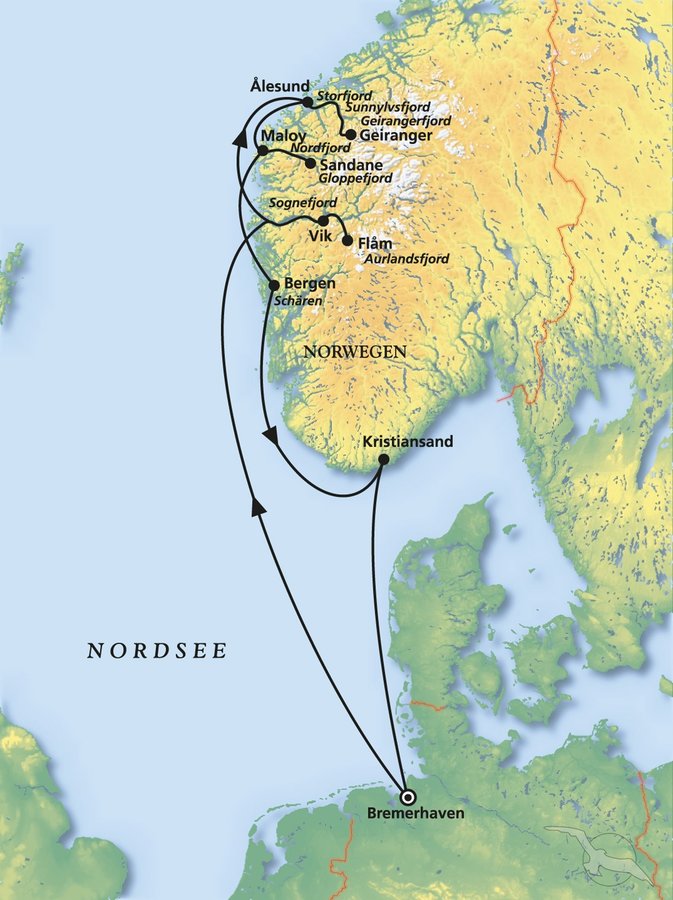 MS Artania, Norwegen