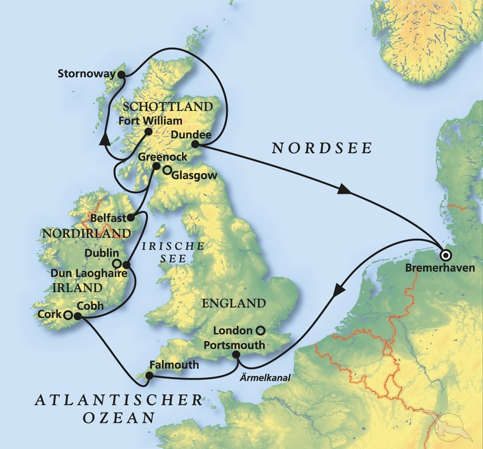 MS Artania, Großbritannien